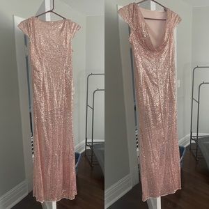 Rose Gold Scoop Back Bridesmaid Dress